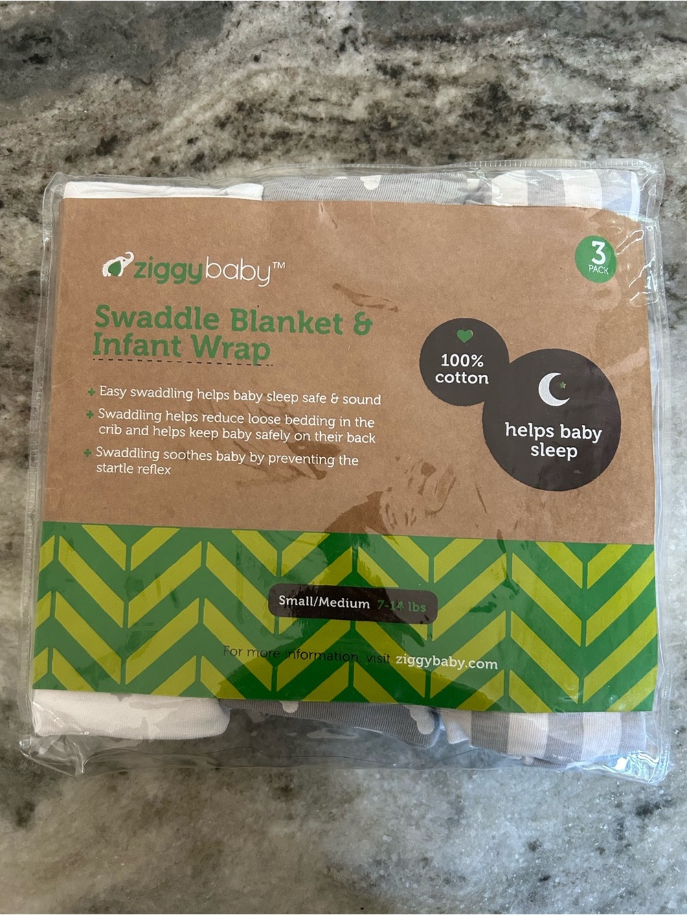 Gray and White Swaddle Blanket & Infant Wrap - 3 Pack 7-14 lbs